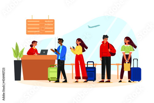 Security Check In Airport Illustration concept. Flat illustration isolated on white background.