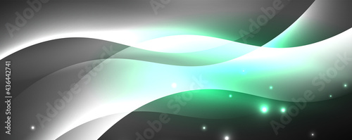 Shiny glowing neon wave, light lines abstract background. Magic energy and motion concept. Vector wallpaper template