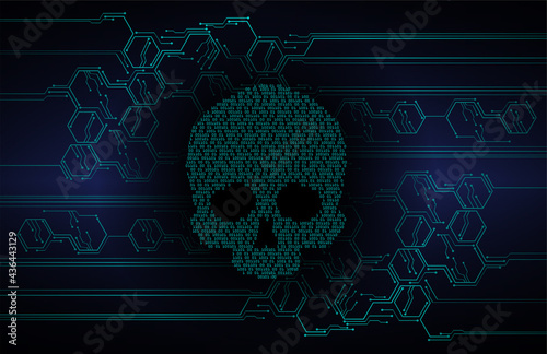 skull cyber circuit future technology concept background