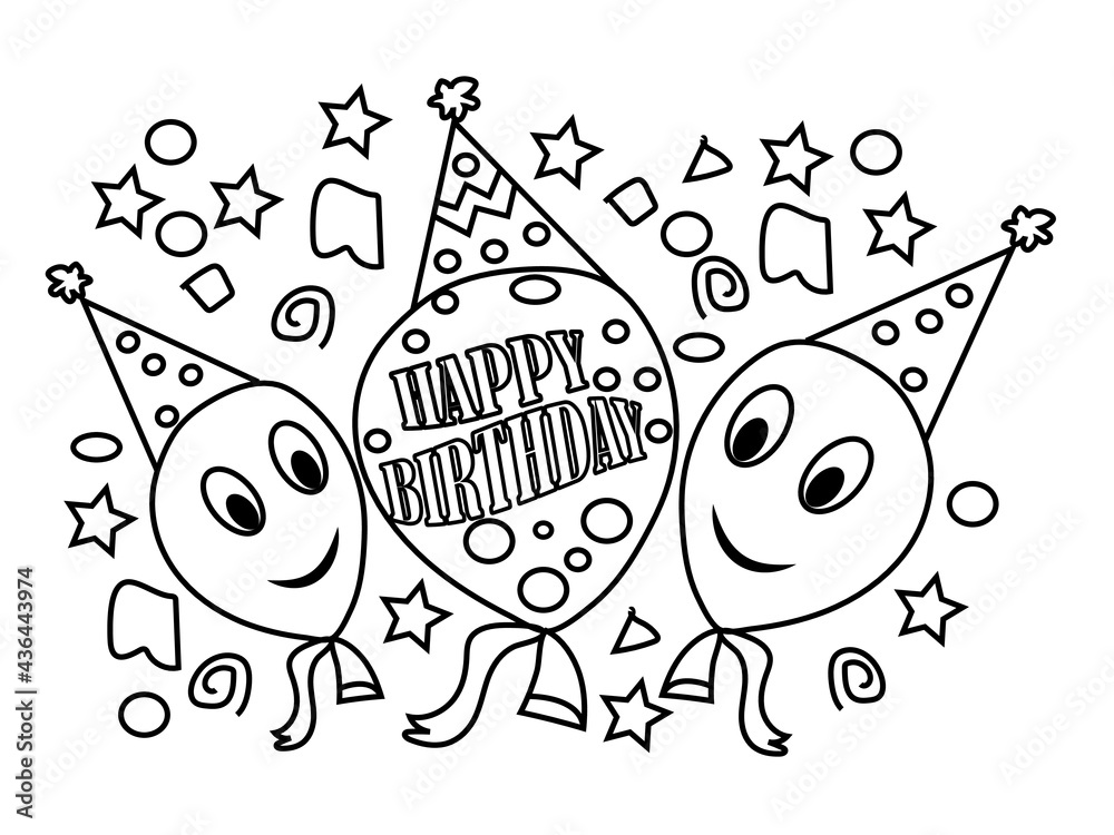 HAPPY BIRTHDAY COLORING PAGE,CARTOON COLORING PAGE,FLOWER COLORING PAGE ...