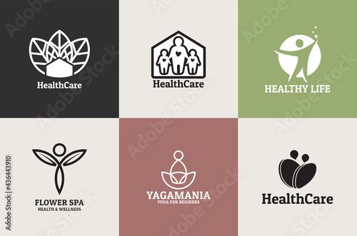 Creative medical and healthcare logos vector