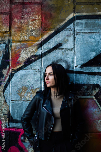 Beautiful woman evening portrait in the city