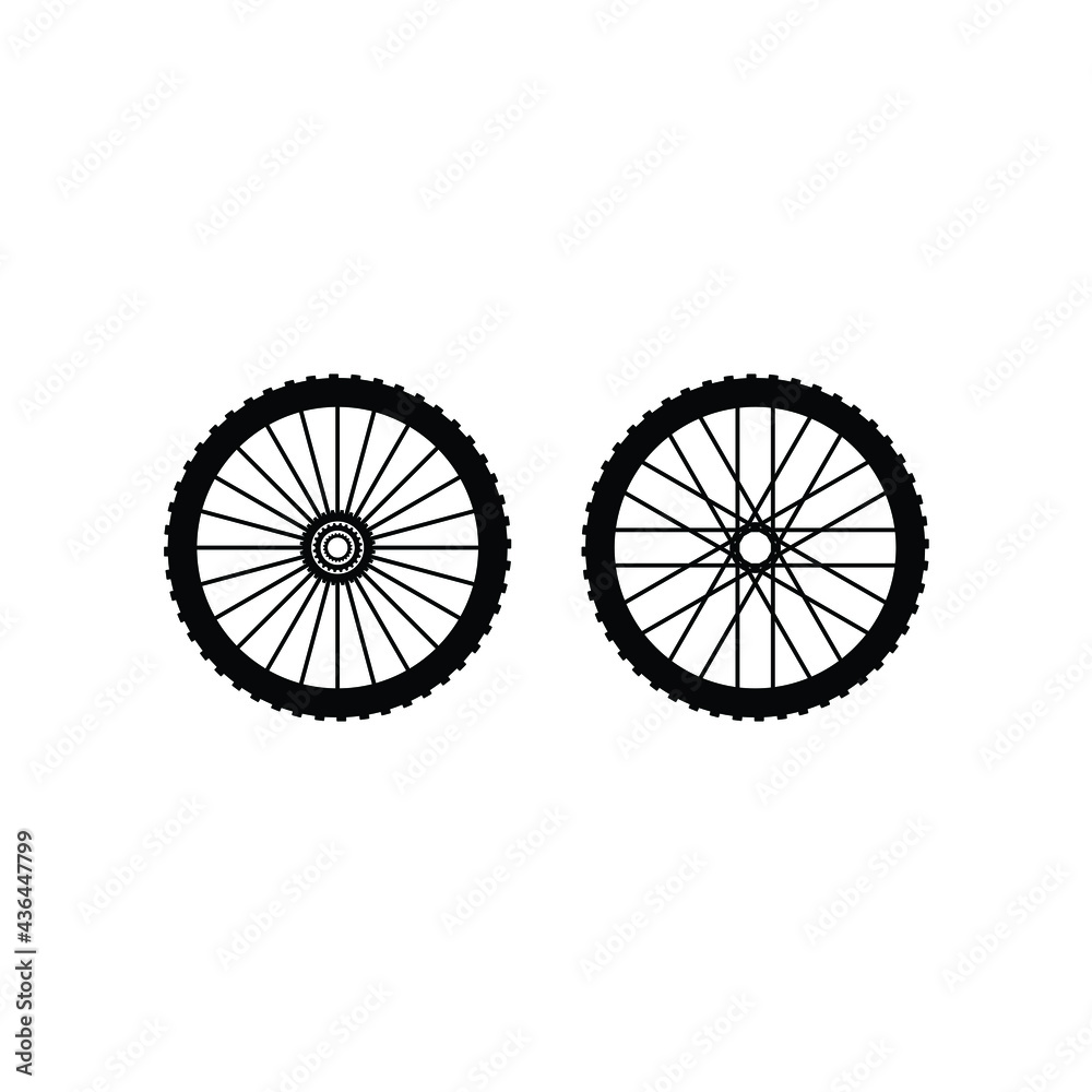 bicycle spoke wheel mountain bike logo design vector