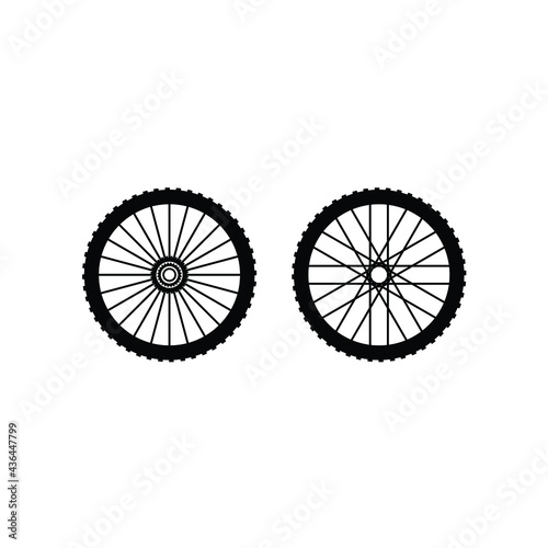 bicycle spoke wheel mountain bike logo design vector