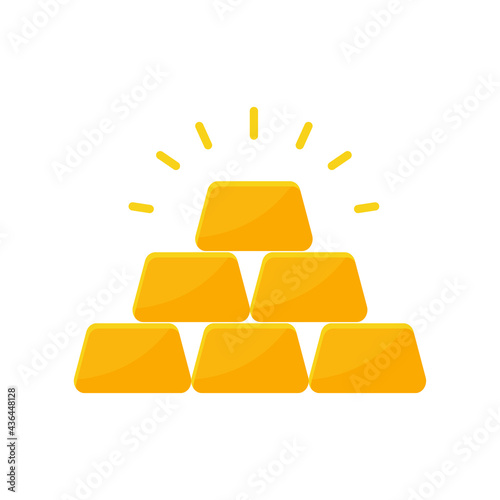Gold bar icon. Stacked yellow gold bars Concept of saving money on gold assets
