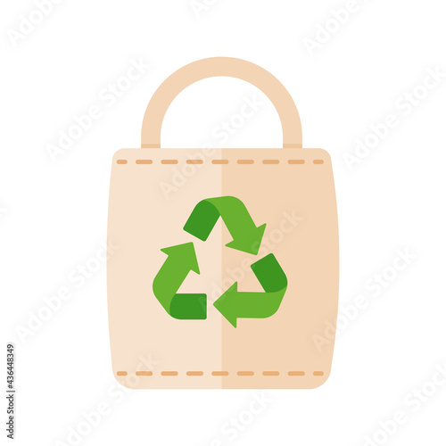 Eco bag icon. A green bag for items made of paper instead of plastic. Reuse concept