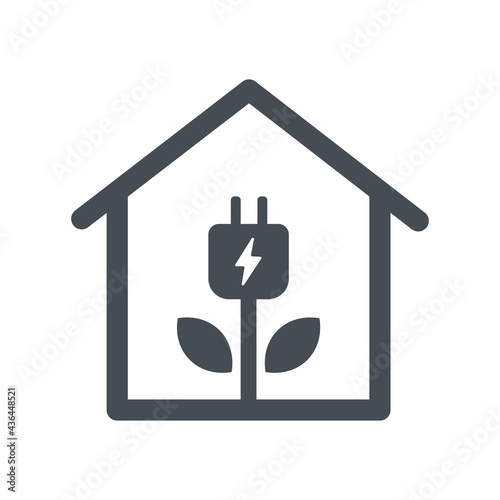 Solar home icon. Houses using solar roofs for home appliances Concept of natural energy