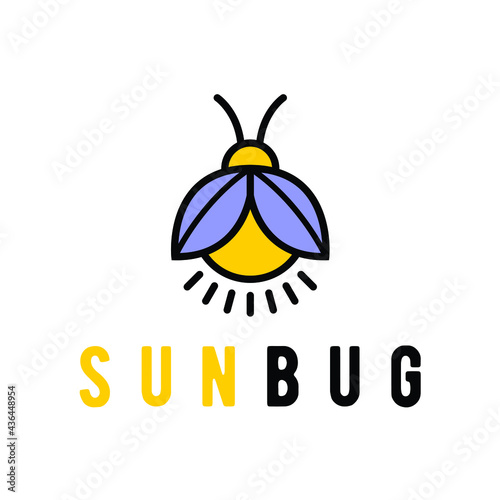 colorful fireflies and sun logo design
