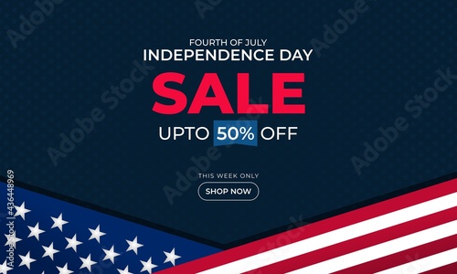 4th of july independence day background sales promotion advertising banner template with american flag design