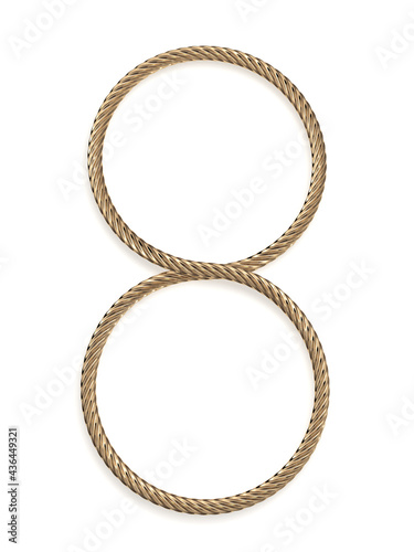 Golden infinity rope 3d rendering