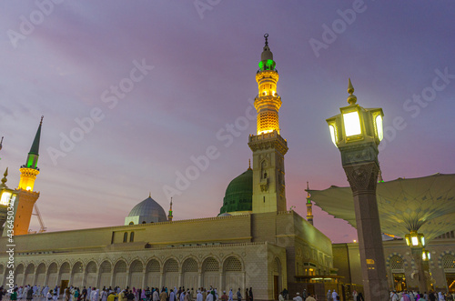 The  eveing shot of Holy Masjid al Nabawi at Madinah photo