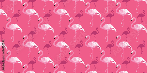 Flamingo Bird Vector Seamless Repeating Pattern. Great as a textile print, fabric, giftwrap or packaging, wallpaper. Surface pattern design.