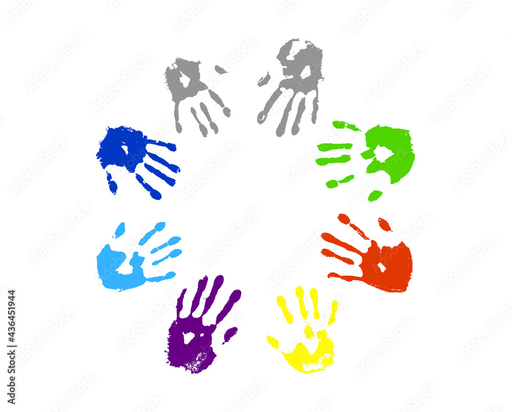 Autism Awareness Day Banner with Colorful Hand Imprints Circle Autism Awareness Day Banner with Colorful Hand Imprints Circle