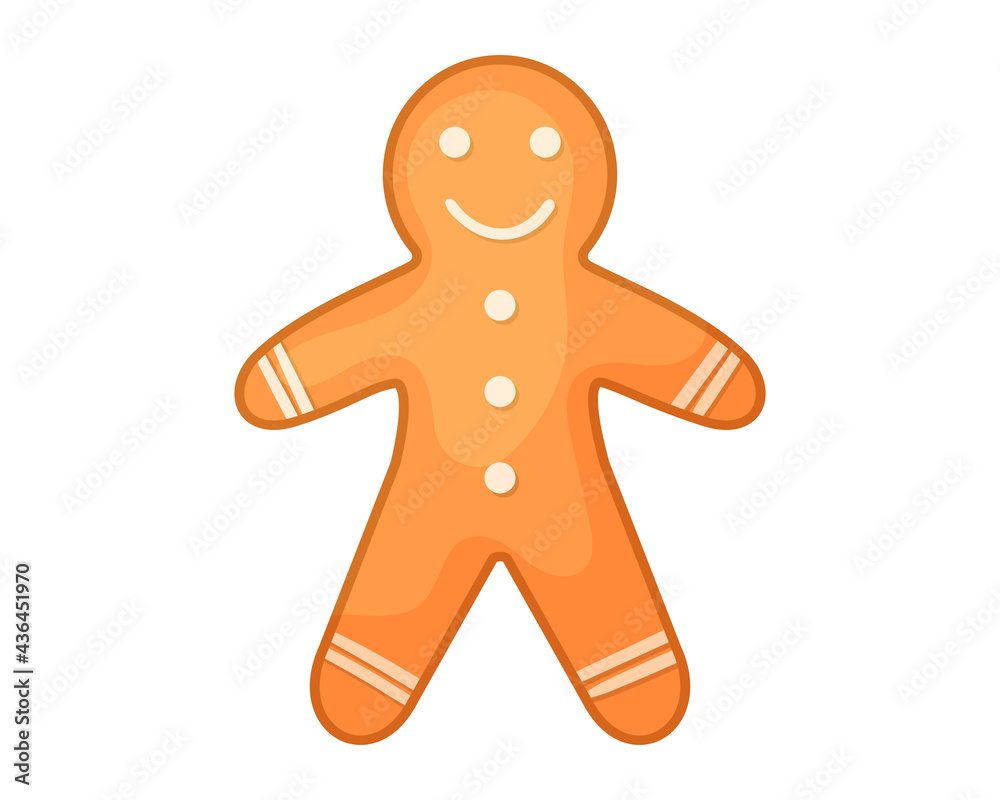Gingerbread man cookies in cartoon style. Christmas food. Vector isolated on white background
Gingerbread man cookies in cartoon style. Christmas food. Vector isolated on white background