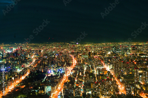 view at night in Osaka Japan