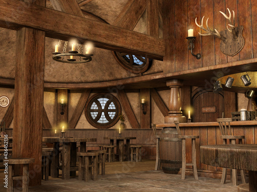 3d render of an ancient medieval tavern