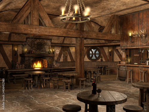 3d render of an ancient medieval tavern photo