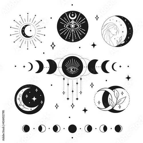 abstract mystic black vector line design elements