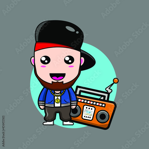 Rapper, Hiphop boy cartoon icon. vector illustration