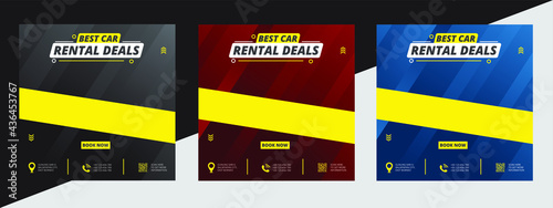 Car rental promotion social media post banner template
