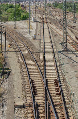 Railway tracks running in perspective