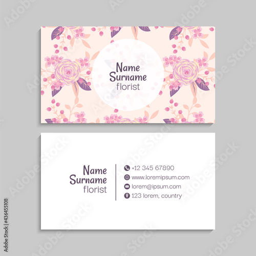 Flower business cards pink flowers