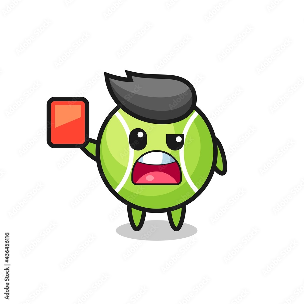 tennis cute mascot as referee giving a red card tennis cute mascot as referee giving a red card