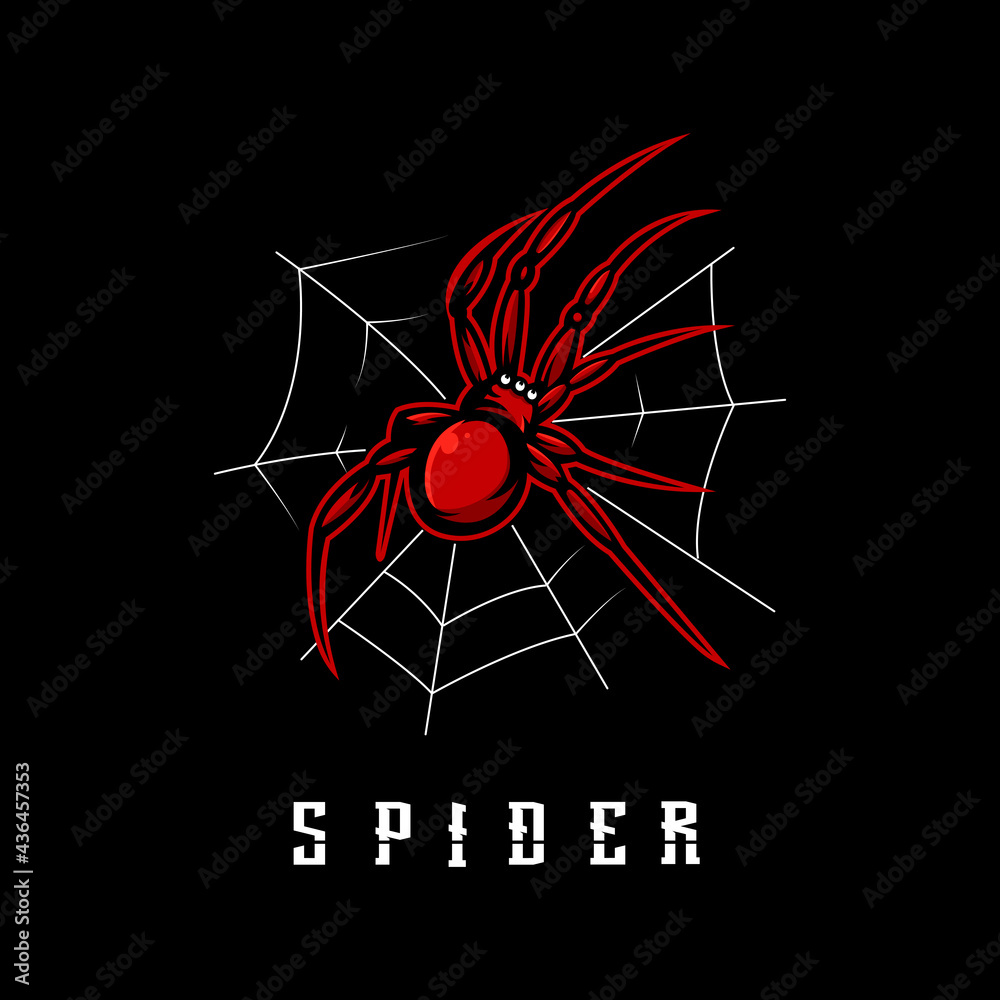 Obraz premium Spider mascot logo design vector with modern illustration concept style for badge, emblem and apparel. Red spider illustration for sport, gaming or team