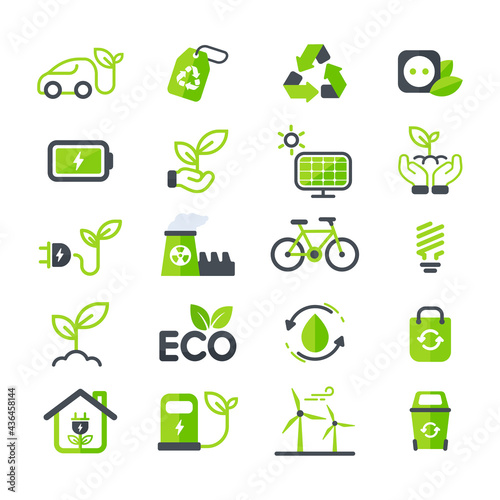 Eco icon. Ecology vector design The concept of caring for the environment by using natural energy.