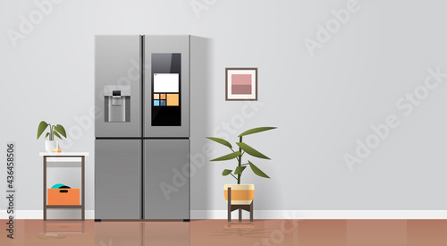 side by side refrigerator in modern kitchen interior home appliance concept horizontal