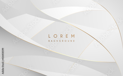 Abstract white and gold waved lines background