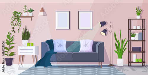 modern living room interior empty no people house apartment with furniture horizontal
