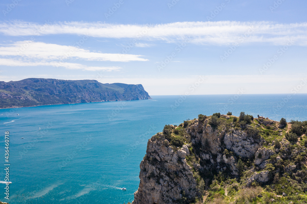 Seascape with a view of Balaklavsky bay from cape Balaklavsky, Crimea.