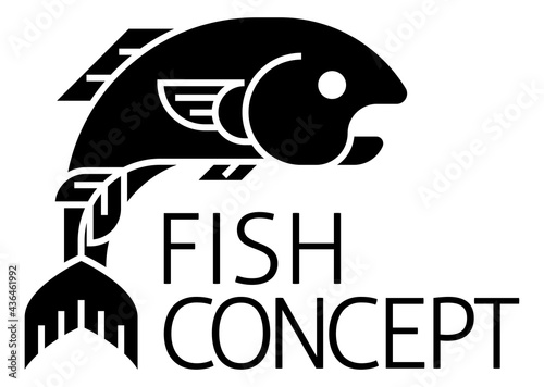 Fish Sign Label Icon Concept