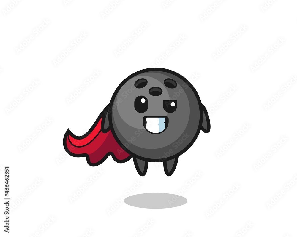 the cute bowling ball character as a flying superhero the cute bowling ball character as a flying superhero