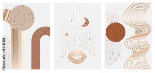 Abstract Modern posters collection with geometry shape, line, wave. Trendy Modern Wall Art. Editable vector illustration.