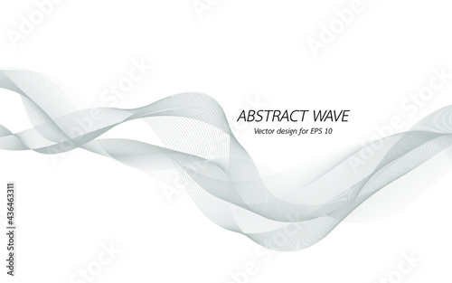Abstract wave design geometric pattern. Background digital technology line frequency, smooth stripe, color tone white gray and black. Graphic element concept with copy space, crypto currency. Vector.