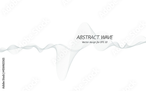 Abstract wave design geometric pattern. Background digital technology line frequency, smooth stripe, color tone white gray and black. Graphic element concept with copy space, crypto currency. Vector.