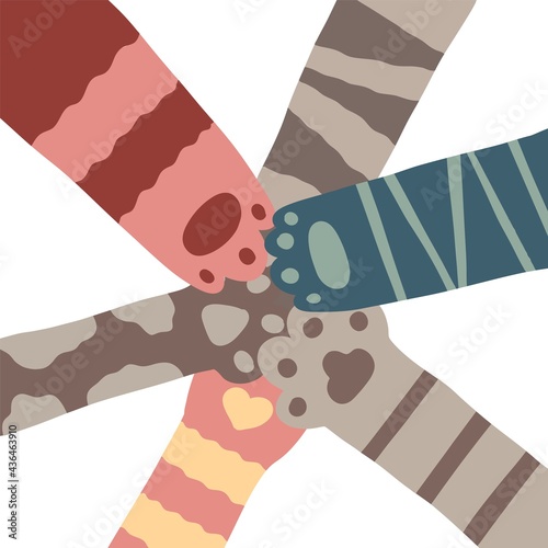 Cat paw. Funny kitten flat design. Pets frendship concept.