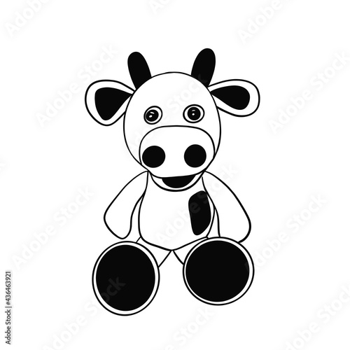 Cartoon funny cow art ink illustration