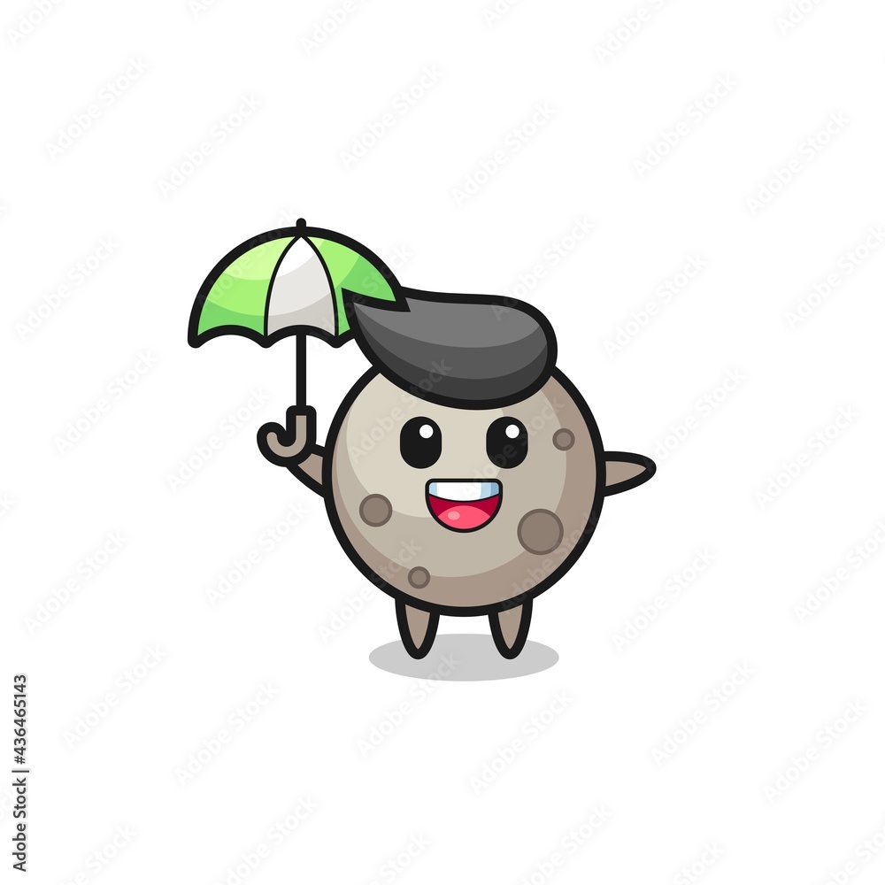cute moon illustration holding an umbrella cute moon illustration holding an umbrella