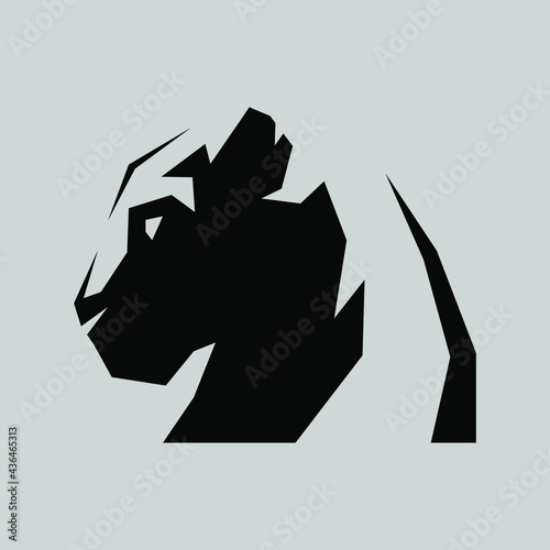 Black panther portrait side view symbol on gray backdrop. Design element