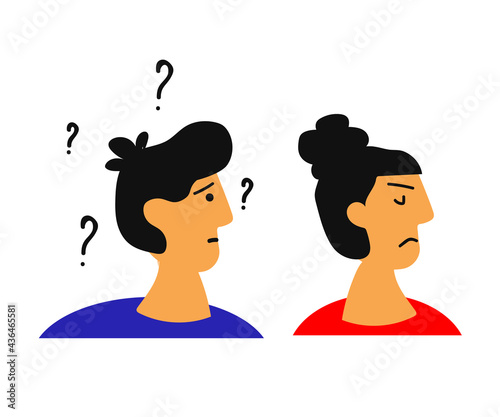 A man and a woman are quarreling on a white background. Cartoon. Vector illustration.