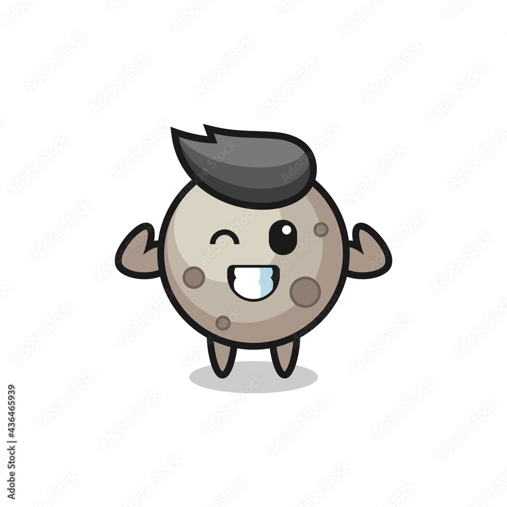 the muscular moon character is posing showing his muscles the muscular moon character is posing showing his muscles