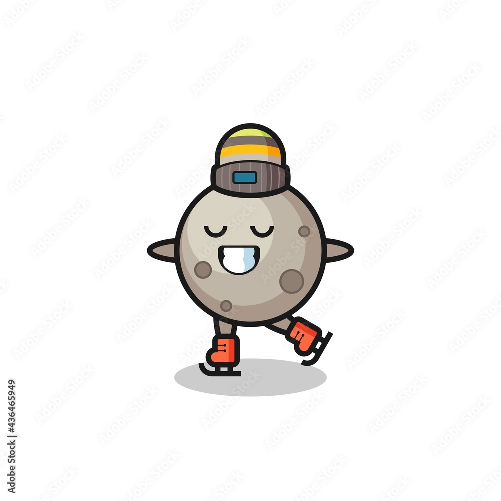 moon cartoon as an ice skating player doing perform moon cartoon as an ice skating player doing perform