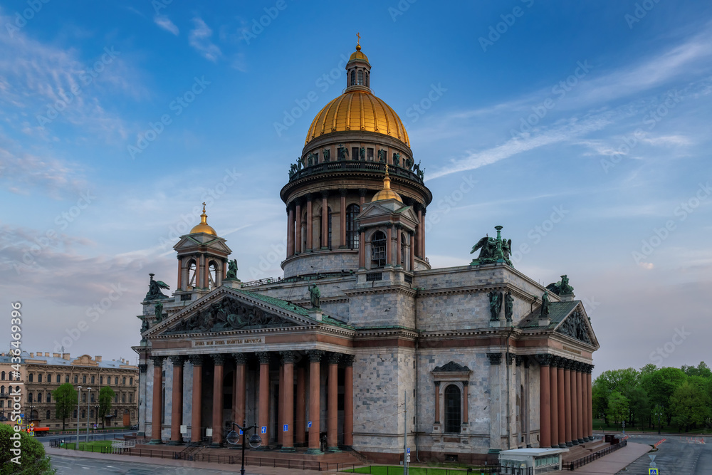 Saint Isaac's Cathedral in St Petersburg on summer white night time, St Petersburg, Russia