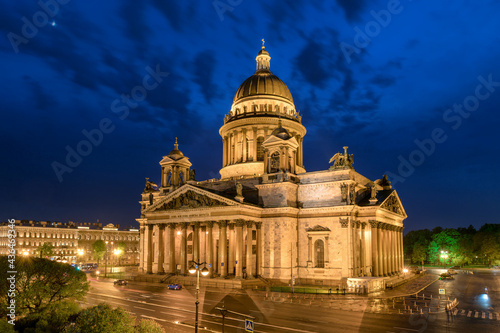 Saint Isaac's Cathedral in St Petersburg on summer white night time, St Petersburg, Russia