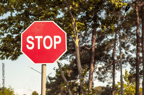 STOP road sign in the street