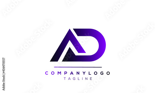 AD initials monogram letter text alphabet logo design
