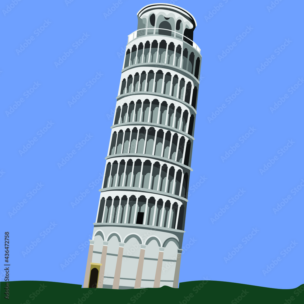Pisa Tower Famous Building Italy Vector Illustration